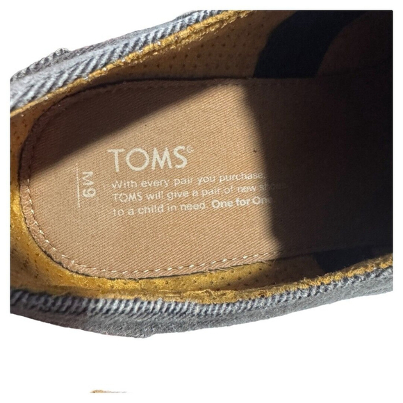 TOMS Brogue Canvas Oxford Wingtip Shoes Men's 9M Dark Gray Denim Casual Lace Up - Picture 4 of 5